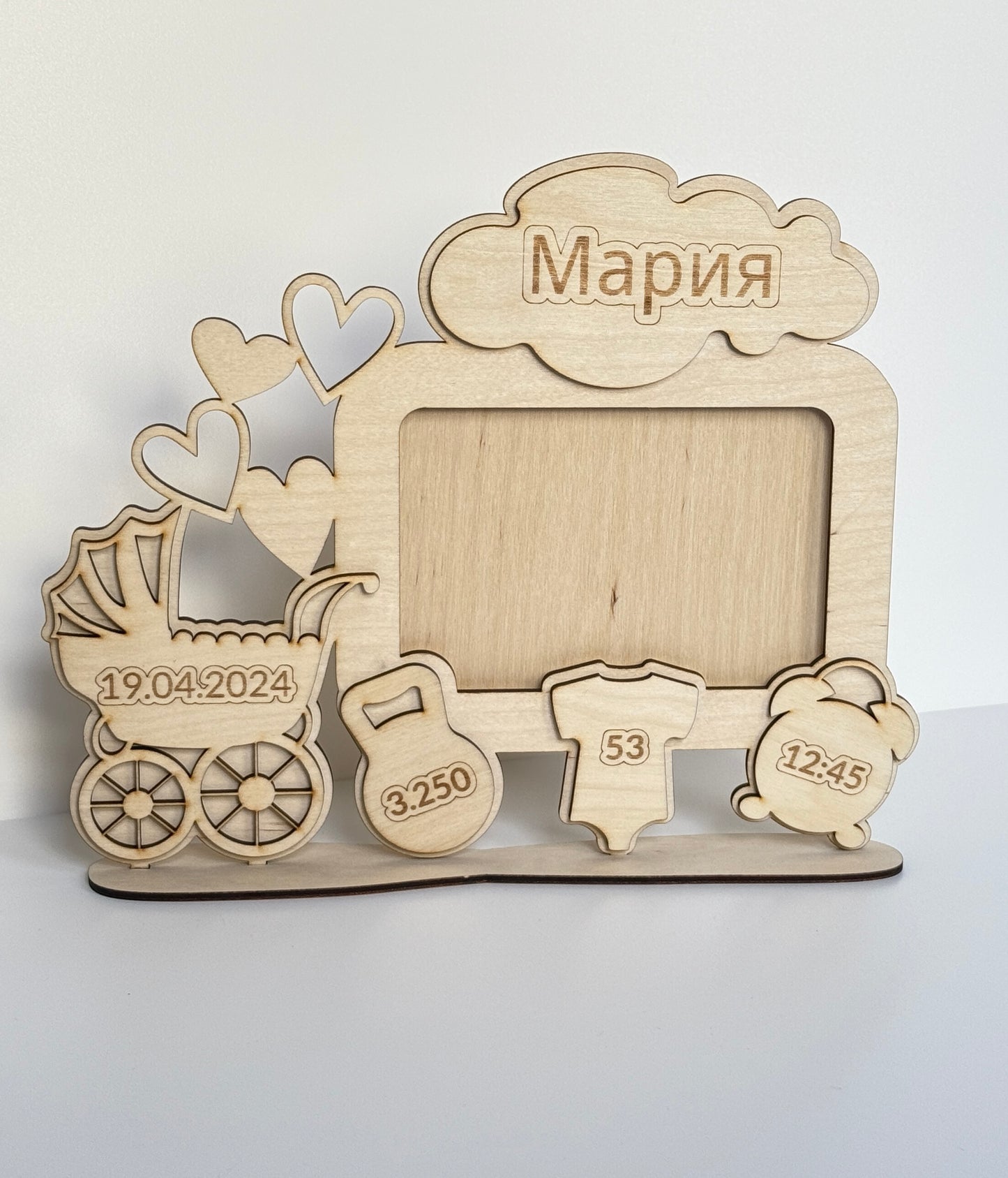 Персонализирана дървена визитка за бебе